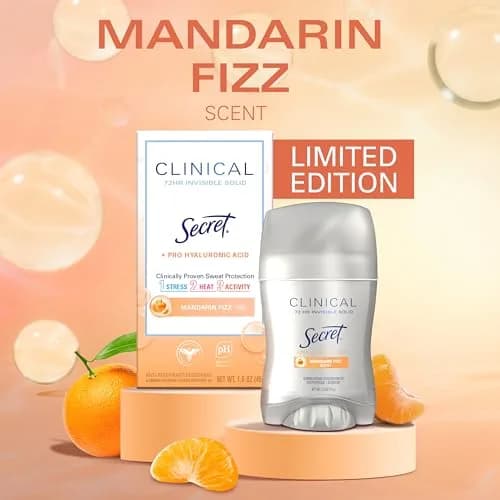 Secret Clinical Strength Invisible Solid Antiperspirant Deodorant for Women, Mandarin Fizz Scent, 40.8 g (1.6 oz) thumbnail 3
