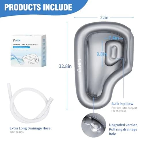 Cehim Inflatable Shampoo Basin for Elderly Bedside Hair Washing | Portable, Leak-Proof, Quick Inflatable (32.8 x 22 x 7.08 inches) thumbnail 5