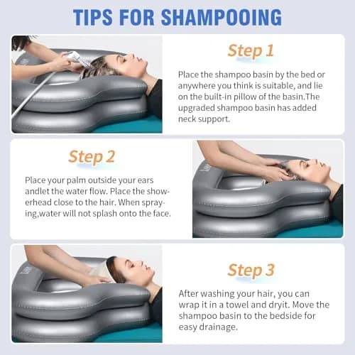 Cehim Inflatable Shampoo Basin for Elderly Bedside Hair Washing | Portable, Leak-Proof, Quick Inflatable (32.8 x 22 x 7.08 inches) thumbnail 7