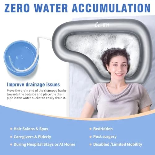 Cehim Inflatable Shampoo Basin for Elderly Bedside Hair Washing | Portable, Leak-Proof, Quick Inflatable (32.8 x 22 x 7.08 inches) thumbnail 2