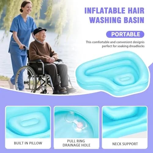 Cehim Inflatable Shampoo Basin for Elderly Bedside Hair Washing | Portable, Leak-Proof, Quick Inflation thumbnail 3