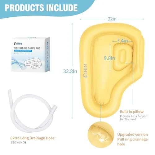 Cehim Inflatable Portable Shampoo Bowl with Drain Hose | Bedside Hair Wash Solution for Elderly & Disabled thumbnail 5