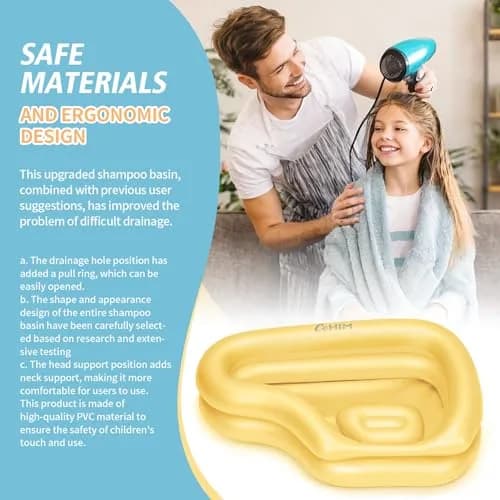Cehim Inflatable Portable Shampoo Bowl with Drain Hose | Bedside Hair Wash Solution for Elderly & Disabled thumbnail 7