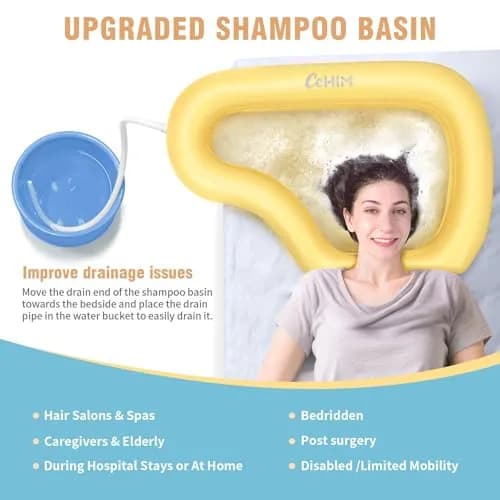 Cehim Inflatable Portable Shampoo Bowl with Drain Hose | Bedside Hair Wash Solution for Elderly & Disabled thumbnail 2