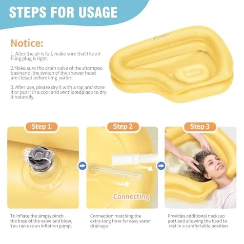 Cehim Inflatable Portable Shampoo Bowl with Drain Hose | Bedside Hair Wash Solution for Elderly & Disabled thumbnail 3