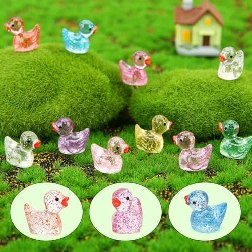 GWAHSA Glitter Mini Resin Ducks 240 Pcs (0.6 inch / 1.5 cm) | Tiny Small Plastic Ducks Figures for Dollhouse Decor thumbnail 2
