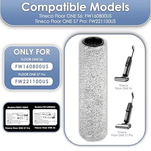 MIBUMIKI Version 2 Detachable Brush Rollers (2 Pack) for Tineco Floor One S7 Pro, S6, Stretch S6 - 6cm (2.3in) x 4cm (1.3in) x 3cm (1in) thumbnail 2