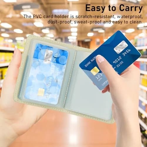 FORYEE 40-Slot PU Leather Credit Card Holder Wallet | Slim Business Card Case Organizer (Beige White) thumbnail 7