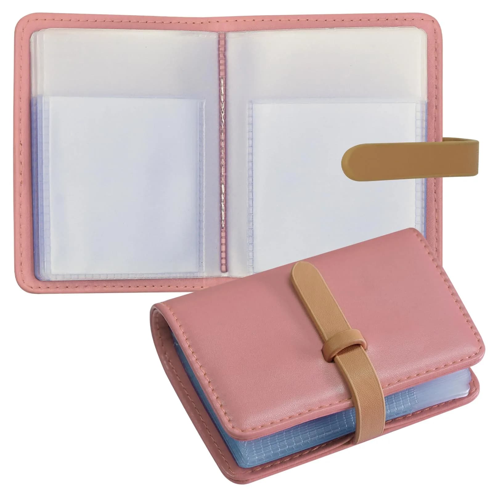 FORYEE 40-Slot Leather Credit Card Holder Wallet | Slim Bi-Fold Organizer for Men & Women — Pink