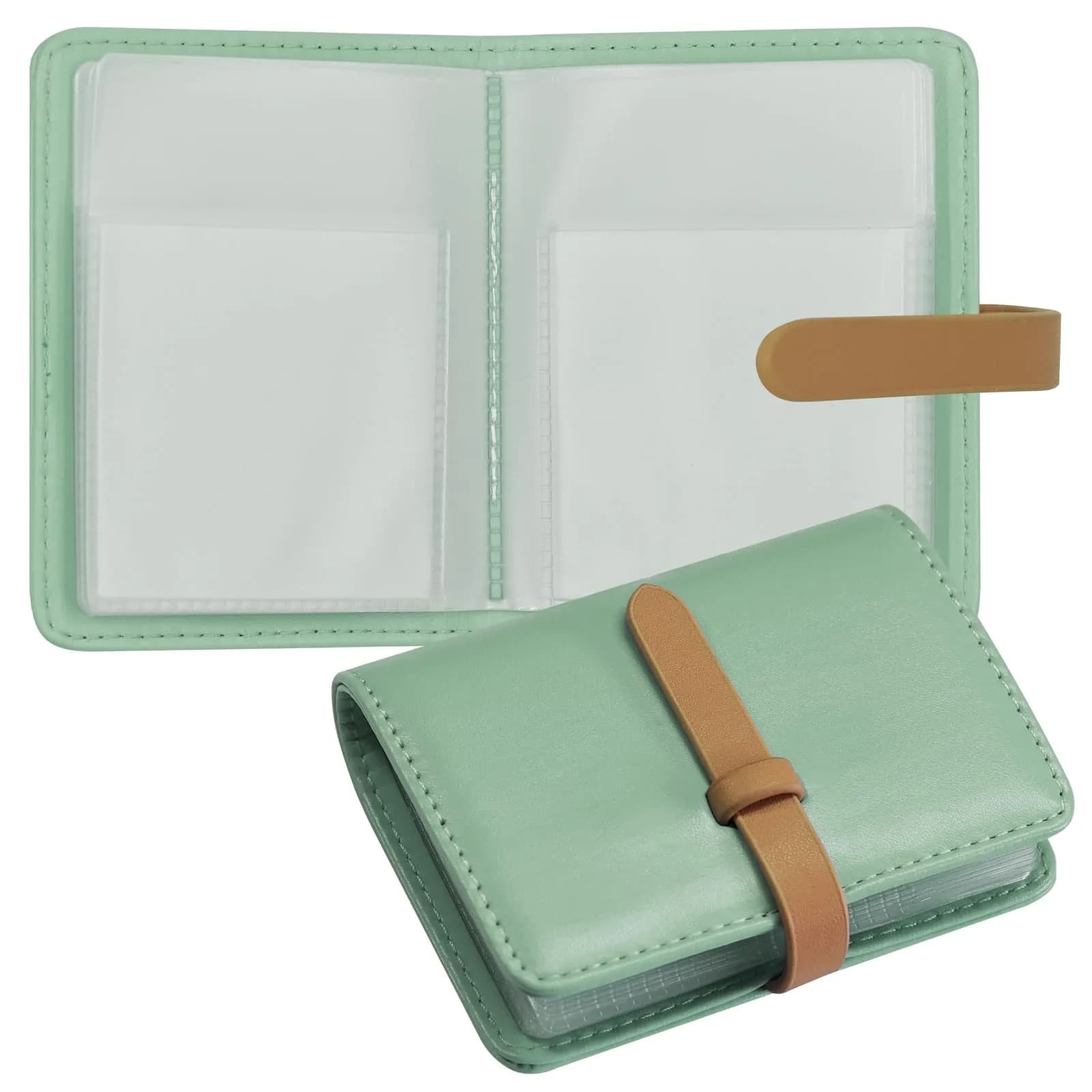 FORYEE 40-Slot Leather Credit Card Holder Wallet | Slim Bi-Fold Organizer for Men & Women — Macaron Green