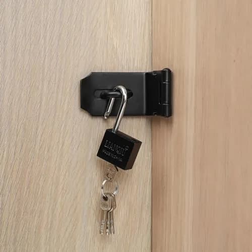 qiwuhai 4 Inch 90° Stainless Steel Padlock Hasp Latch Set with Padlock & Keys | Heavy Duty Security for Doors & Gates thumbnail 6