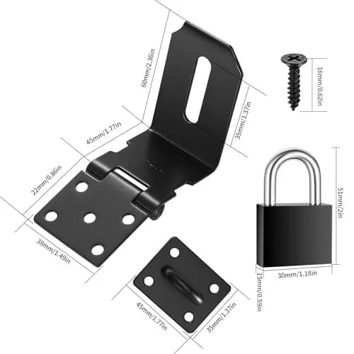 qiwuhai 4 Inch 90° Stainless Steel Padlock Hasp Latch Set with Padlock & Keys | Heavy Duty Security for Doors & Gates thumbnail 2