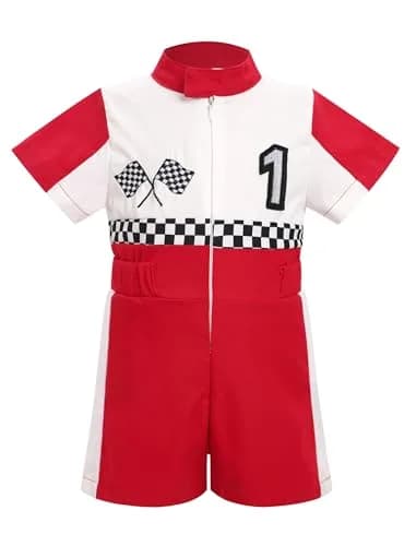 IWEMEK Baby Boy Race Car Driver Outfit 1st Birthday Party Fast One Birthday Outfit 100% Polyester (Red-1Y) thumbnail 1
