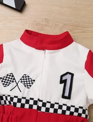 IWEMEK Baby Boy Race Car Driver Outfit 1st Birthday Party Fast One Birthday Outfit 100% Polyester (Red-1Y) thumbnail 4