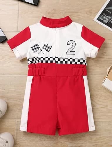 IWEMEK Baby Race Car Driver Jumpsuit for 2nd Birthday | Red-2Y (18-24 Months) thumbnail 2