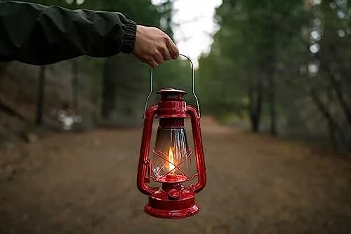 Stansport 127 Hurricane High Oil Lantern (Red, 12-Inch) with Replacement Globe | Red Metal Fuel Lantern for Camping & Outdoors thumbnail 5
