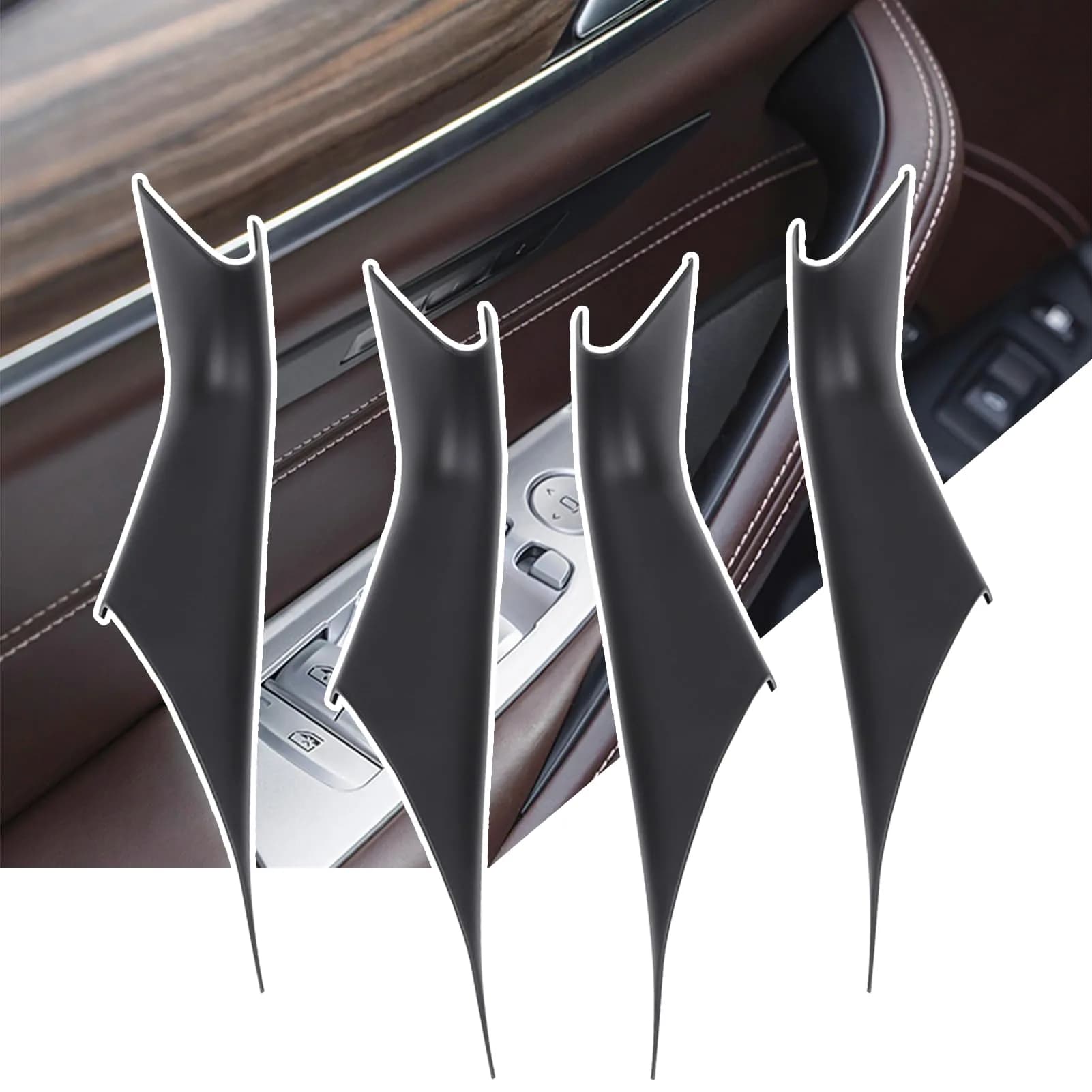 Jaronx Black ABS+PC Interior Door Handle Covers 4 Pieces for BMW 5 Series G30 G31 F90 M5 2017-2022 - main product image