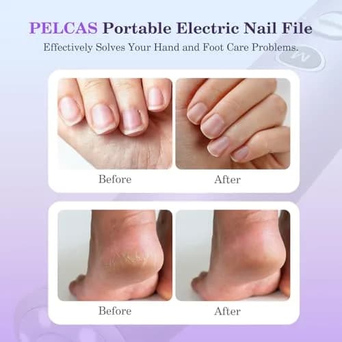 PELCAS Cordless Electric Nail Drill Purple 16.51cm (6.5") | 10-Speed Portable Manicure & Pedicure Kit with LED Light thumbnail 2