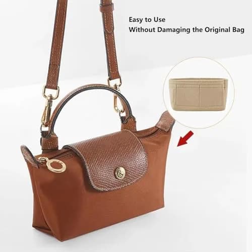 Umiup Felt Mini Purse Organizer Insert for Longchamp Small Tote Bag XS 1.97" x 6.5" x 3.15" | Keeps Bags Clutter-Free thumbnail 4