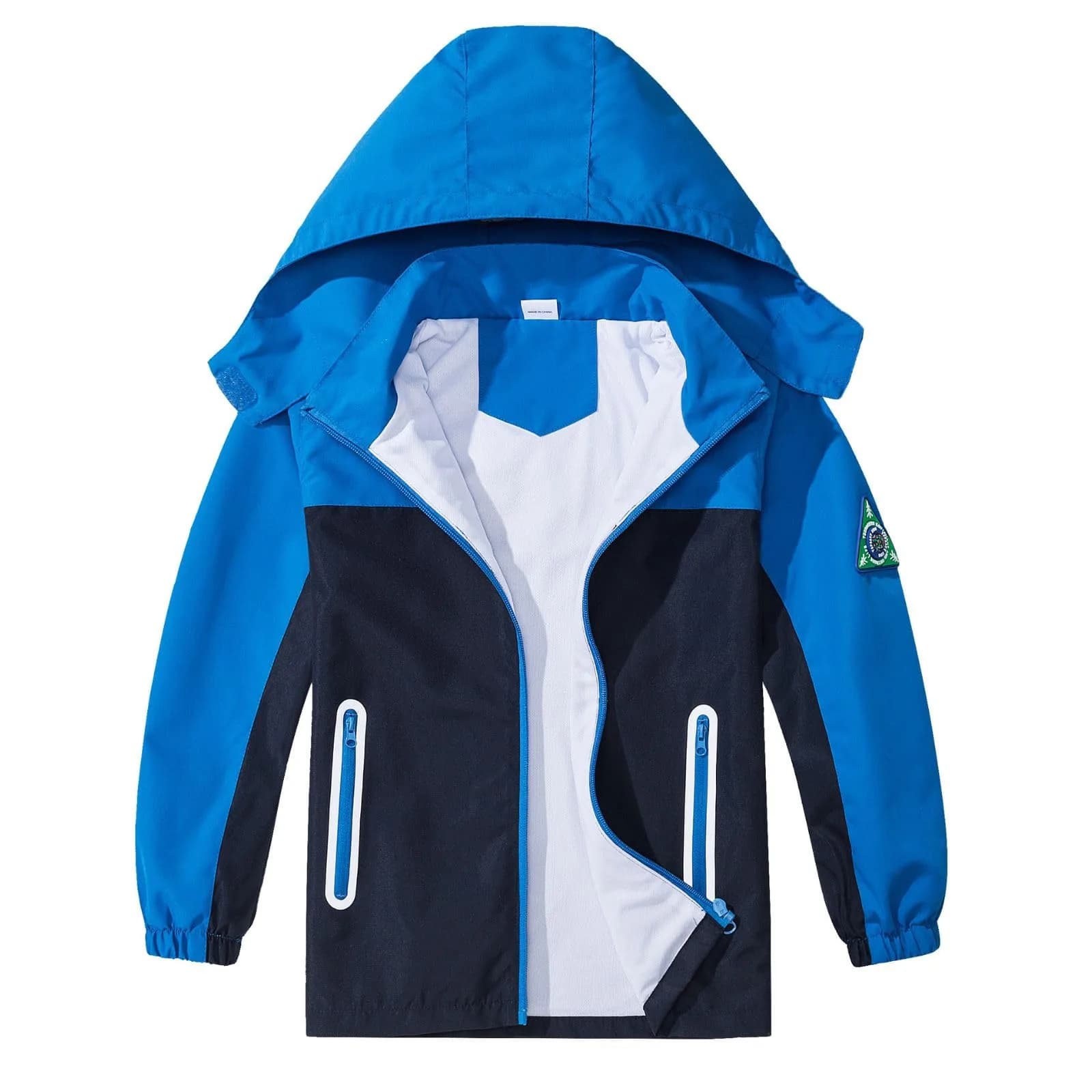 IjnUhb Waterproof Hooded Jacket for Boys Girls 3T | Windproof & Rainproof Outdoor Coat — Blue Black