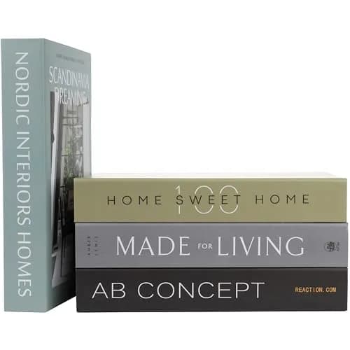 PROBENEX Decorative Books Set of 4 | Faux Olive Green Book Decor for Shelves & Coffee Tables thumbnail 1
