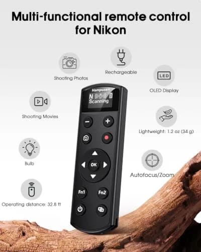 Hanpusen Rechargeable Wireless Shutter Remote with OLED for Nikon Z Series Cameras | 10m Range thumbnail 2