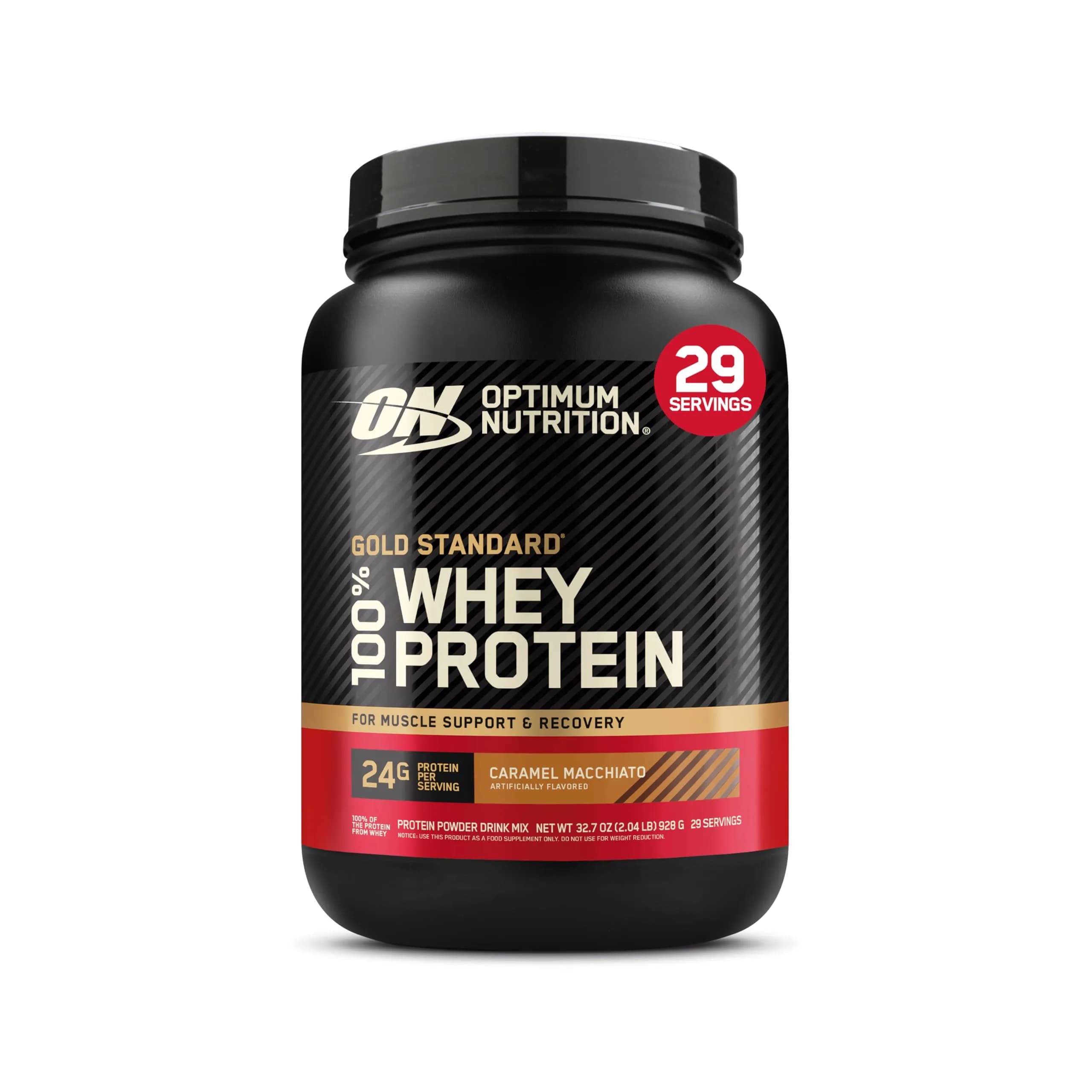 Optimum Nutrition Caramel Macchiato protein powder tub Whey concentrate 29 servings
