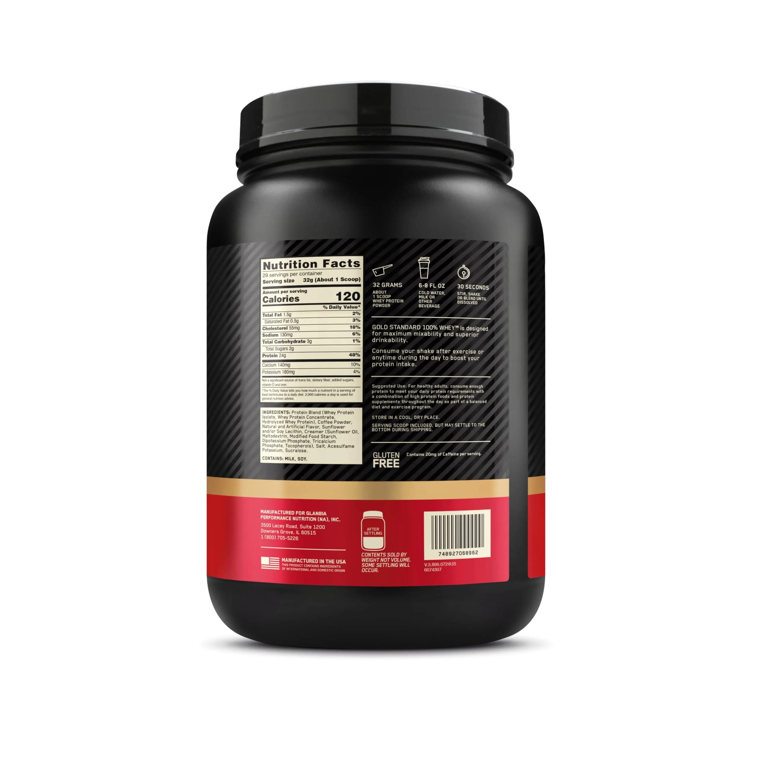 Optimum Nutrition Gold Standard 100% Whey Protein Powder, Caramel Macchiato, 2 Pound | High Protein Post-Workout Recovery thumbnail 9