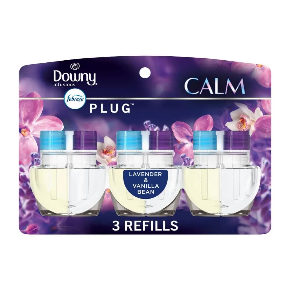 Febreze Fade Defy Plug Air Freshener Refills Downy Calm Scent 3 Count | Lasts 50 Days on Low - main product image