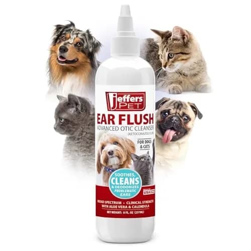 Jeffers Ear Flush for Dogs, Cats & Puppies 8 oz | Gentle Ear Cleaning Solution with Ketoconazole thumbnail 1