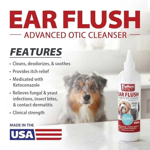 Jeffers Ear Flush for Dogs, Cats & Puppies 8 oz | Gentle Ear Cleaning Solution with Ketoconazole thumbnail 5