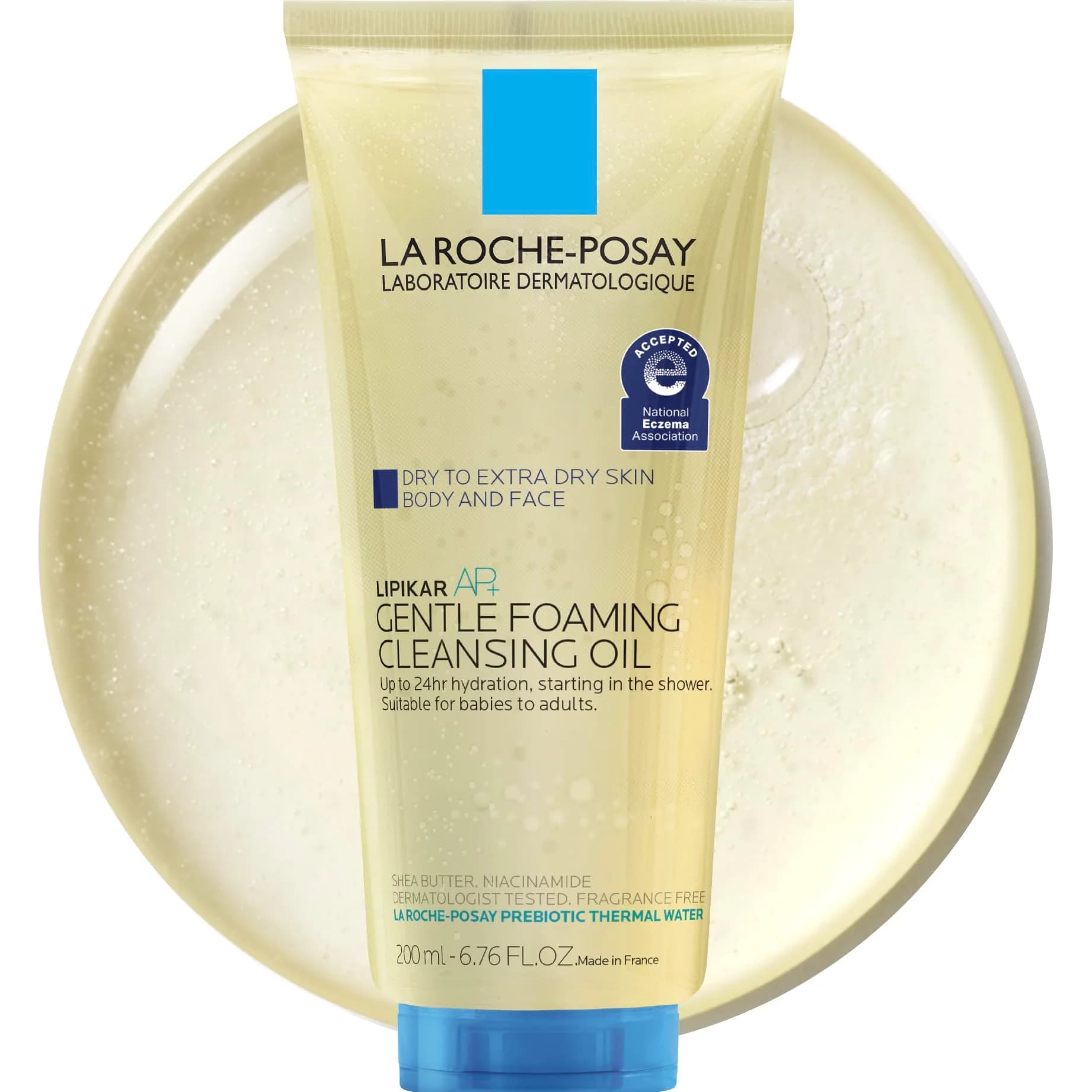 La Roche-Posay Lipikar AP+ Gentle Foaming Cleansing Oil 200ml (6.76 Fl Oz) | Fragrance-Free Hydration for Dry, Sensitive Skin - main product image