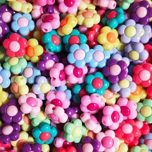 INSPIRELLE 100pcs Acrylic Flower Beads 16mm Multicolor | Large Size Jewelry Craft Supplies thumbnail 1