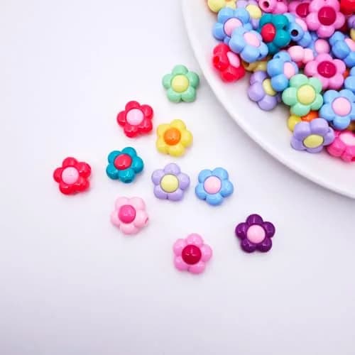 INSPIRELLE 100pcs Acrylic Flower Beads 16mm Multicolor | Large Size Jewelry Craft Supplies thumbnail 2