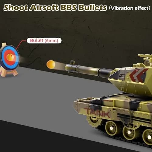 Supdex 1/24 RC Tank - Yellow | Realistic Sound, Smoke & Lights thumbnail 2