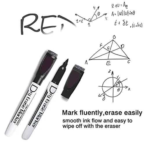Volcanics Magnetic Dry Erase Markers with Eraser, Black, 90 Pack | Fine Tip, Low Odor, Water-Based Ink thumbnail 2