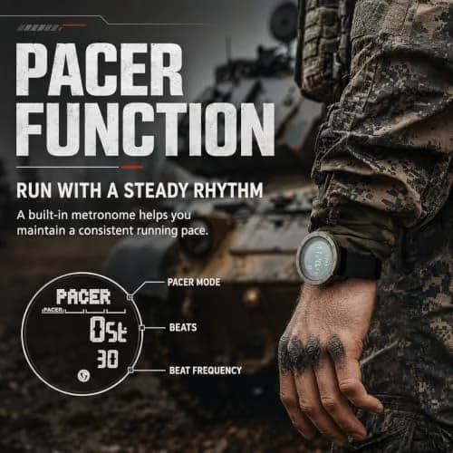 NORTH EDGE TANK3 Men’s Digital Sports Watch, Tactical Military Watch with Compass, Pedometer, Stopwatch, EL Backlight, 50M Water Resistant thumbnail 4