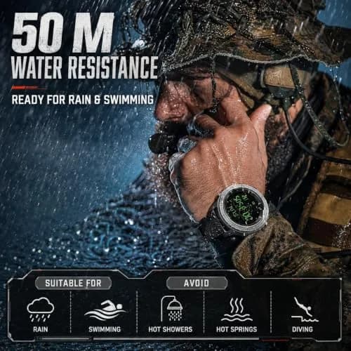 NORTH EDGE TANK3 Men’s Digital Sports Watch, Tactical Military Watch with Compass, Pedometer, Stopwatch, EL Backlight, 50M Water Resistant thumbnail 6