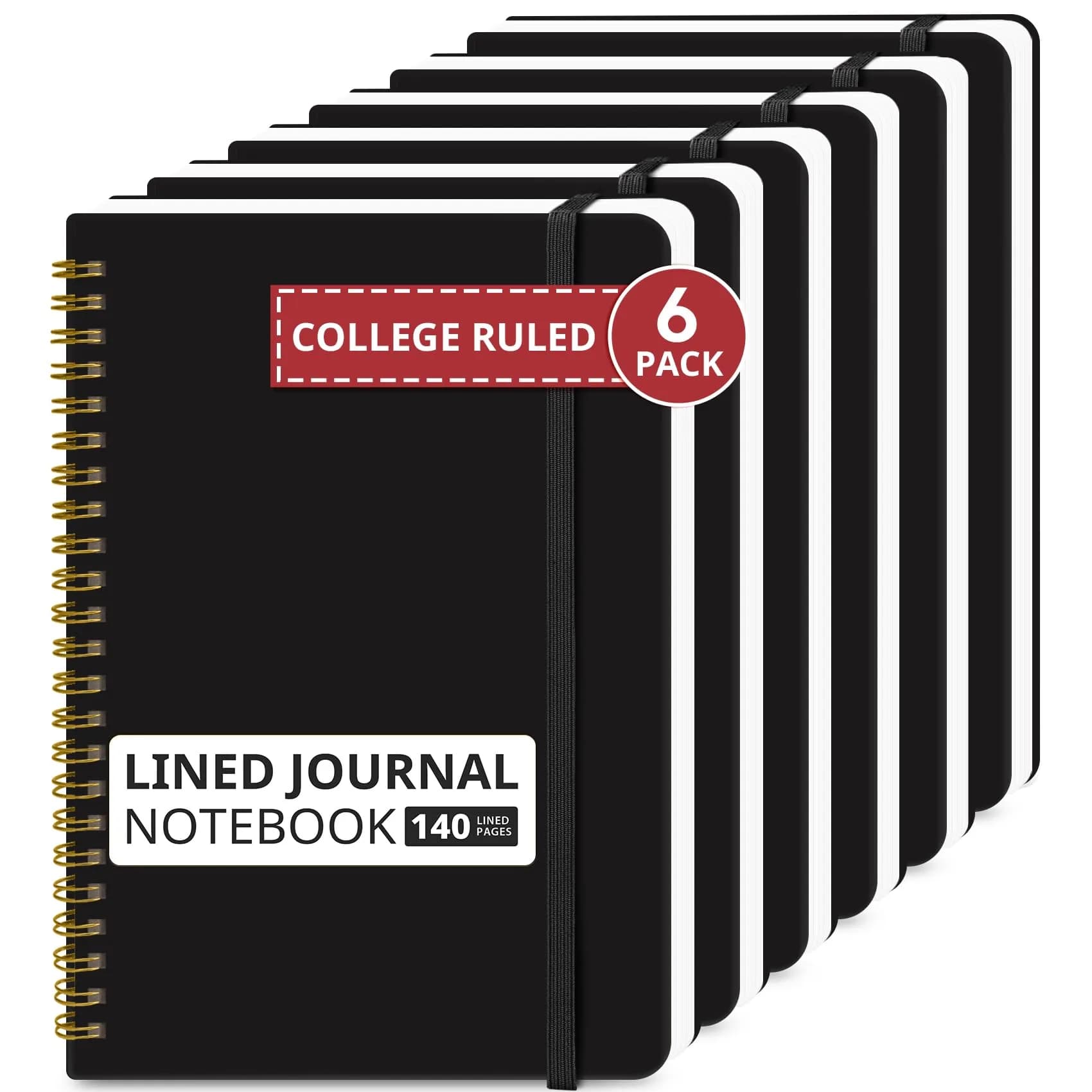 Taja 6 Pack Lined Notebooks for Work Hardcover Spiral Journal 156g (5.5 oz) | Bulk Value for Office & Students - main product image