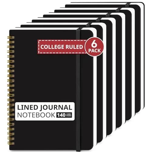 Taja 6 Pack Lined Notebooks for Work Hardcover Spiral Journal 156g (5.5 oz) | Bulk Value for Office & Students thumbnail 1