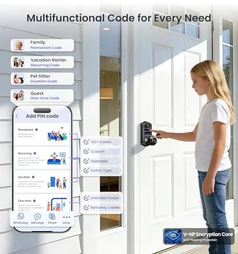 Veise VE018 Smart Door Knob Handle Lock with Fingerprint Keypad, Matte Black, 1-Pack thumbnail 4