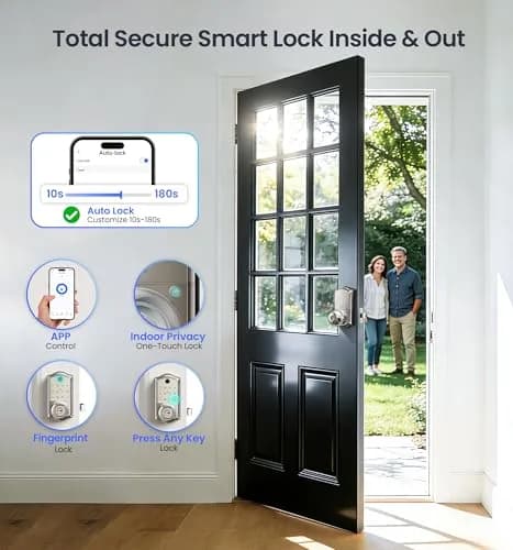 Veise VE018 Smart Door Knob Handle Lock Satin Nickel | Keyless Entry with App Control & Fingerprint Unlock thumbnail 8