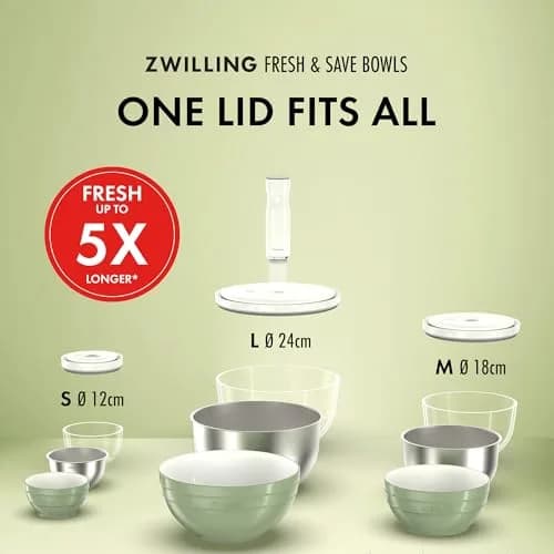ZWILLING Fresh & Save Vacuum Stainless Steel Bowl Large 1.6 L (1.7 qt) | Airtight Food Storage Container for Meal Prep thumbnail 8