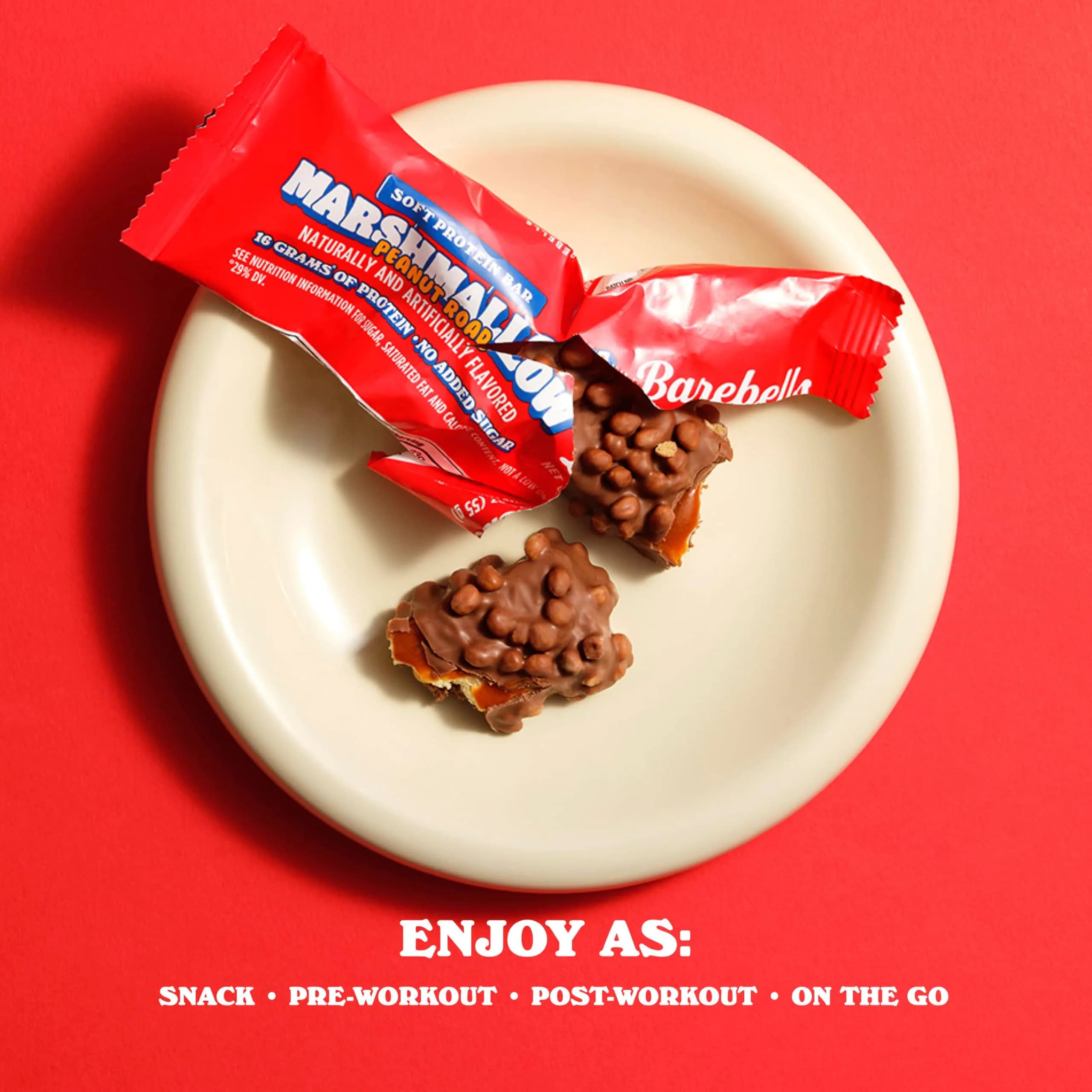 BAREBELLS Soft Protein Bar Marshmallow Peanut Road (12 Count, 1.9oz Each) | High Protein Snack for Gym-Goers thumbnail 4
