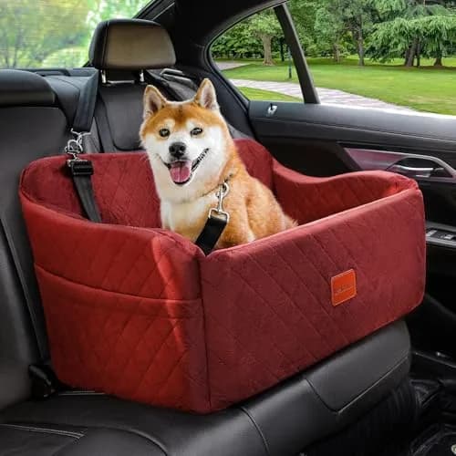 Lealchum Dog Car Seat for Medium & Large Dogs | Washable, Removable & Safe (Red, Large) thumbnail 1