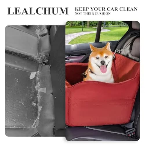 Lealchum Dog Car Seat for Medium & Large Dogs | Washable, Removable & Safe (Red, Large) thumbnail 5