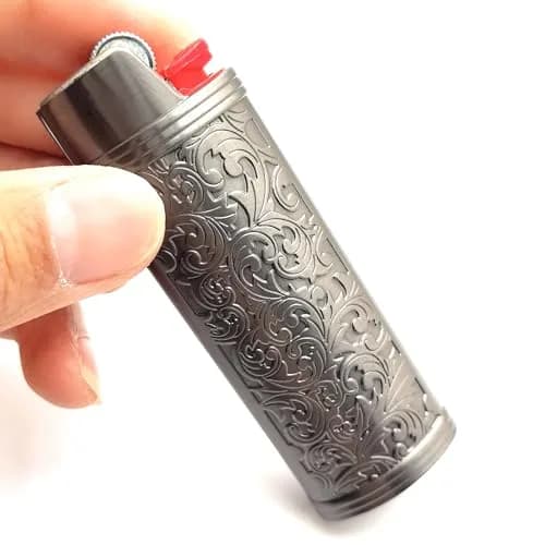 Lucklybestseller Metal Lighter Case Cover Holder Vintage Floral Stamped for BIC Full Size Lighter J6 thumbnail 5
