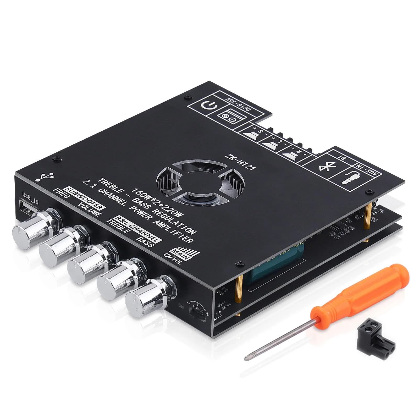 ARRAROWN Bluetooth Amplifier Board ZK-HT21 2.1 Channel 160W x 2 + 220W Subwoofer | HiFi Stereo Audio - main product image