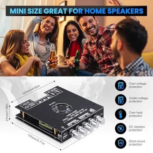 ARRAROWN Bluetooth Amplifier Board ZK-HT21 2.1 Channel 160W x 2 + 220W Subwoofer | HiFi Stereo Audio thumbnail 5