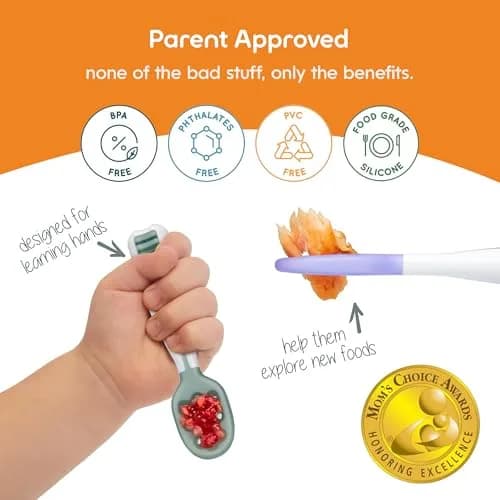 NumNum Baby Spoons Self Feeding 6 Months, 2-Pack Red/Green | Pediatric OT Recommended for Baby-Led Weaning thumbnail 6